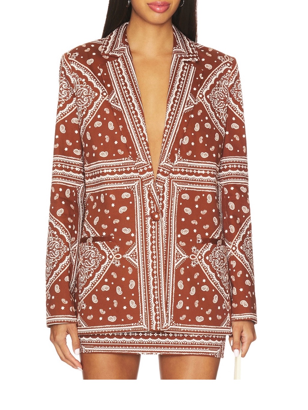 Amanda Uprichard Rust Bandana Print Blazer